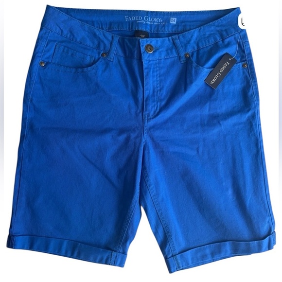 Faded Glory Pants - Faded Glory Women’s Vibrant Blue Flat Front Shorts